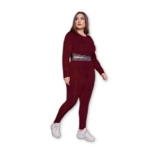 Plus Legging & Long Sleeve Crop Top Matching Pant Set